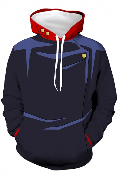 Mens Hooded Sweatshirt Stylish 3D Cosplay Jacket Pattern Anime Jujutsu Kaisen Drawstring Long Sleeve Slim Fit Hooded Sweatshirt