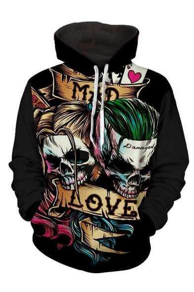 New Arrival Hot Fashion Comic Character Joker 3D Printed Long Sleeve Loose Fit Unisex Pullover Hoodie