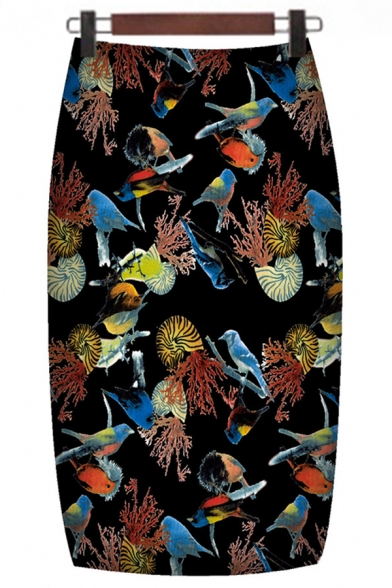 Retro Ethnic Style Paisley Printed Women's Midi Pencil Skirt