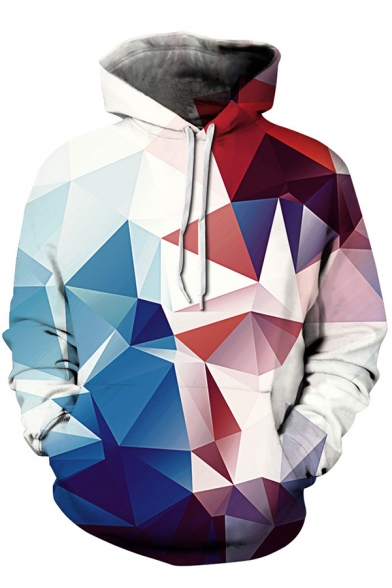 Fancy Mens Hoodie Digital Graphic 3D Pattern Front Pocket Long Sleeves Regular Fitted Drawstring Hooded Sweatshirt