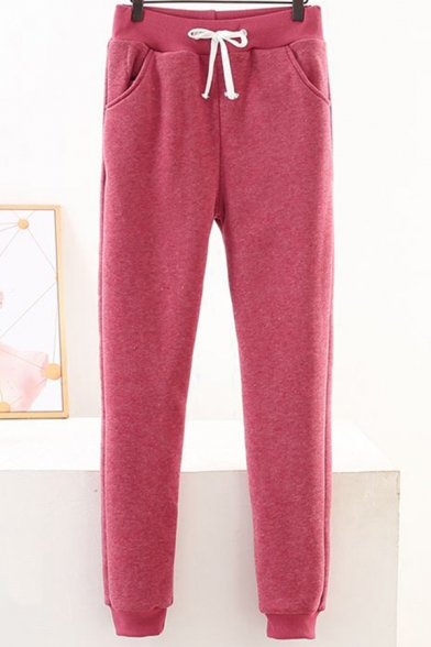 Trendy Women's Jogger Pants Heathered Drawstring Elastic Waist Side Pocket Banded Cuffs Long Tapered Sweatpants