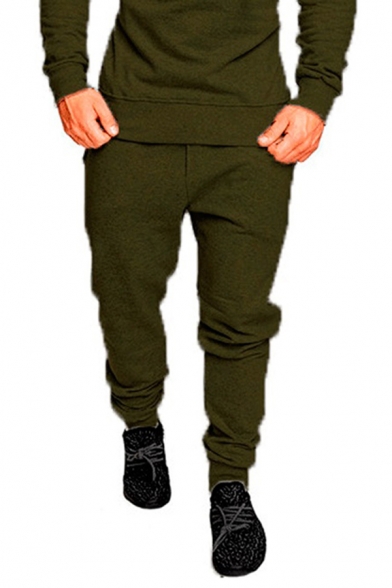 Elegant Mens Panst Camo Printed Side Pockets Low Drawstring Waist Regular Fitted Banded Cuffs Long Pants