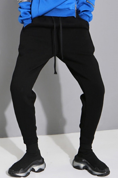 Elegant Women's Pants Solid Color Drawstring Elastic Waist Side Pocket Banded Cuffs Ankle Length Pants