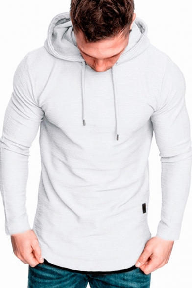 Leisure Men's Hoodie Heathered Label Long-sleeved Regular Fitted Drawstring Hooded Sweatshirt