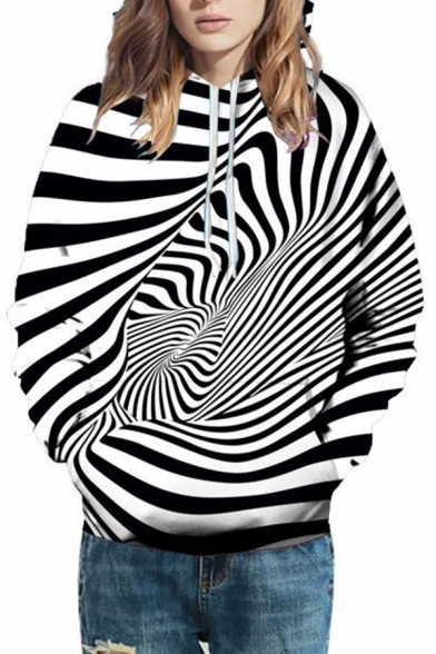Elegant Men's Hoodie Graffiti Dizziness 3D Pattern Pocket Design Long Sleeves Regular Fitted Drawstring Hooded Sweatshirt