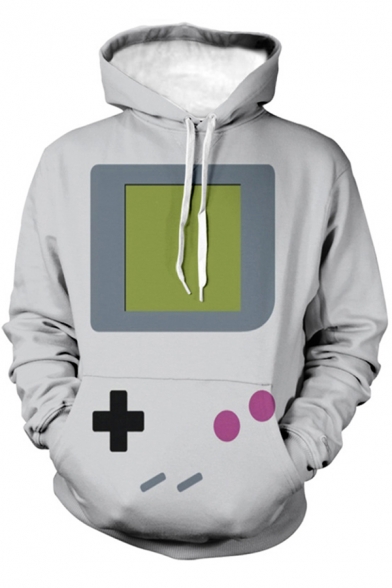 Trendy Hoodie Game Console 3D Pattern Long Sleeve Drawstring Loose Fit Hoodie with Pocket