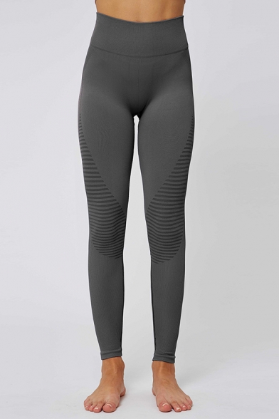 Leisure Women's Leggings Contrast Panel Elastic High Waist Anke Length Butt Lift Skinny Yoga Leggings
