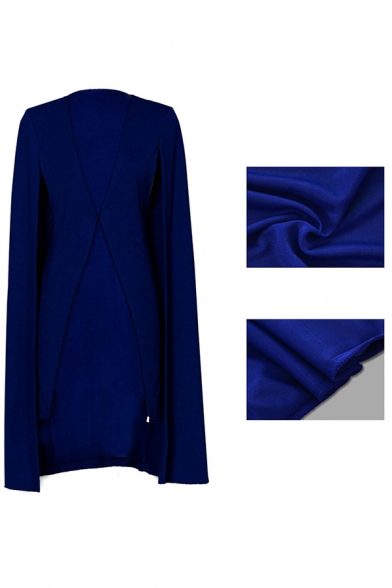 Elegant Ladies Blazer Solid Color Open Front Tunic Regular Fit Cloak Blazer