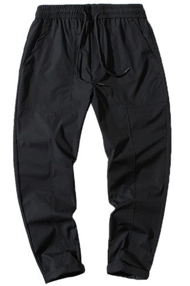 Leisure Men's Pants Plain Side Pockets Ankle Length Straight Pants