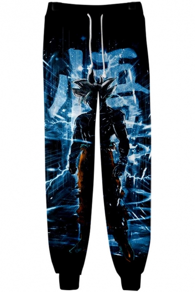 Hot Fashion Anime Figure 3D Printed Navy Drawstring Waist Casual Relaxed Jogging Sweatpants