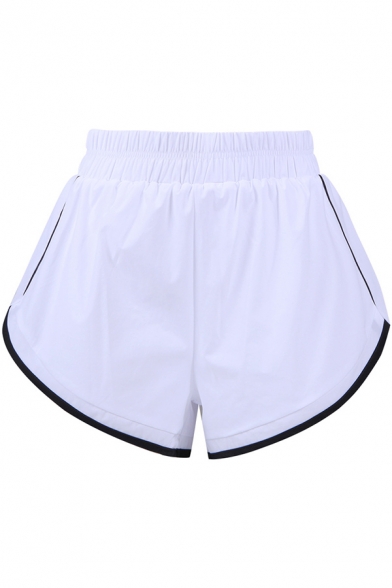 Sports Womens Shorts Contrast Pipe Elastic Waist Relaxed Shorts