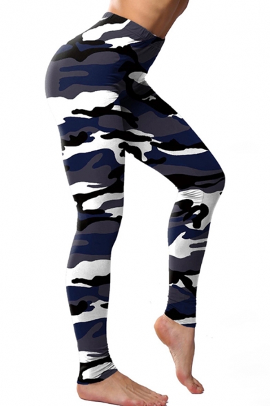 Trendy Women's Leggings Multi Color Camo Pattern High Waist Full Length Elasticity Skinny Leggings