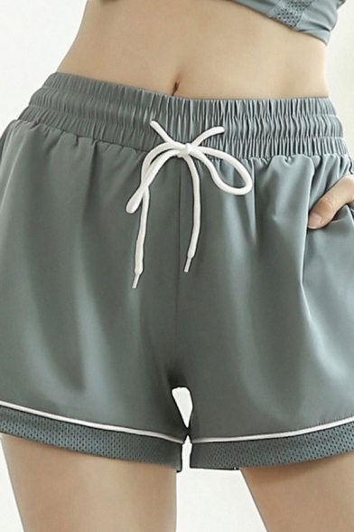 Cozy Womens Shorts Contrasted Pipe Drawstring Waist Wide-leg Shorts