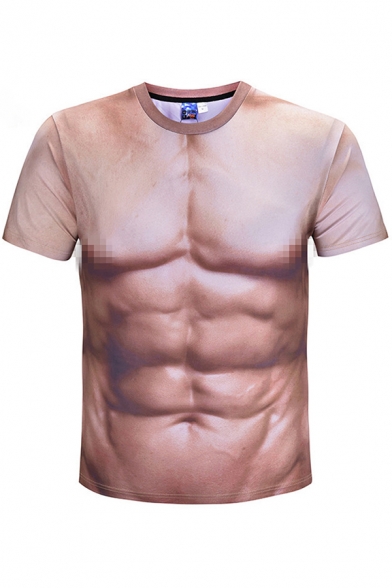 Spoof T Shirt 3D Abs Printed Short Sleeve Crew Neck Slim Fitted Tee Top for Boys