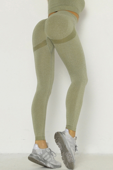 Trendy Women's Training Leggings Contrast Panel Space Dye Pattern High Elastic Waist Ankle Length Skinny Yoga Leggings