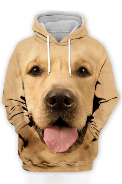 Cute Hoodie Dog 3D Printed Long Sleeve Drawstring Relaxed Fit Hoodie with Pocket