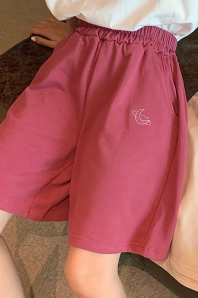 Leisure Women's Shorts Elastic Waist Side Pocket High Rise Regular Fitted Shorts