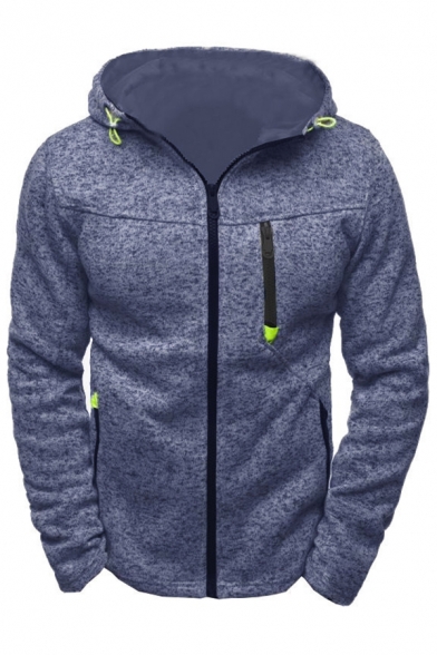 Trendy Men's Hoodie Space Dye Pattern Zip Closure Long Sleeves Regular Fitted Drawstring Hooded Sweatshirt