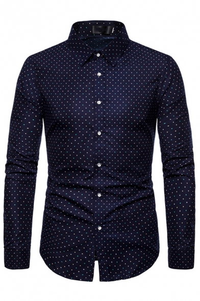 Fancy Men's Shirt Paisley Floral Pattern Button-down Long Sleeves Regular Fitted Turn-down Collar Long Sleeves Slim Fitted Shirt