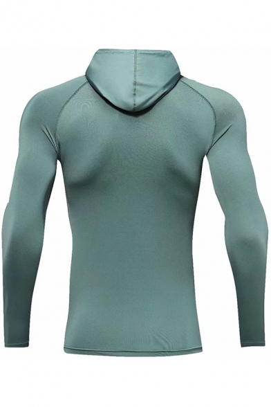 Leisure Men's Hoodie Stripe Pattern Raglan Long Sleeves Slim Fitted Hooded Sweatshirt