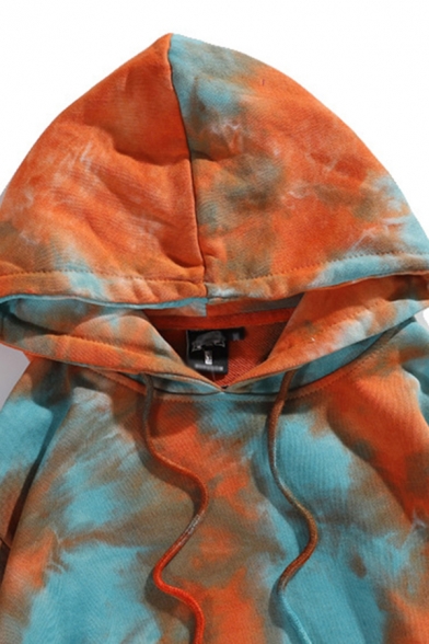 Trendy Men's Hoodie Tie Dye Pattern Kangaroo Pocket Long Sleeves Relaxed Fit Drawstring Hooded Sweatshirt