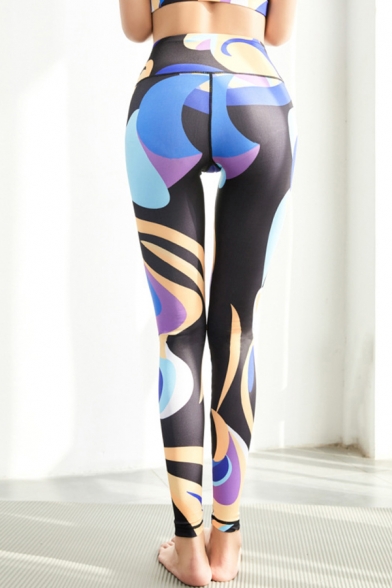 Ladies Yoga Leggings Geo Printed High Rise Ankle Length Fitted Leggings