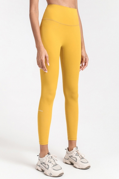 Stylish Women's Leggings Solid Color Quick Dry High Waist Butt Lift Ankle Length Skinny Leggings