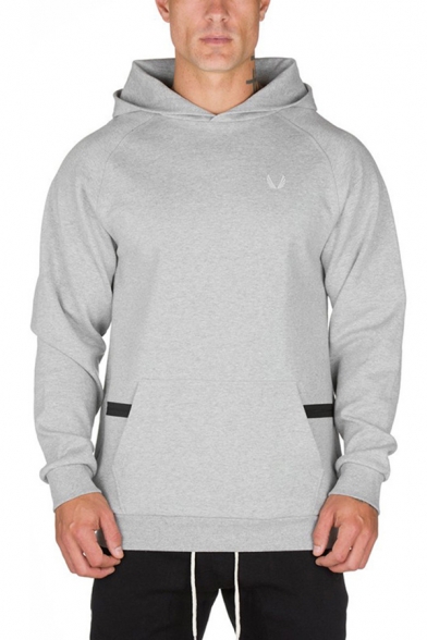 Stylish Men's Hoodie Zip Pocket Long Sleeves Banded Hem Regular Fitted Hooded Sweatshirt