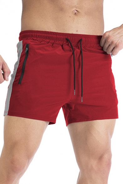 Basic Mens Shorts Quick Dry Drawstring Waist Solid Color Fit Shorts
