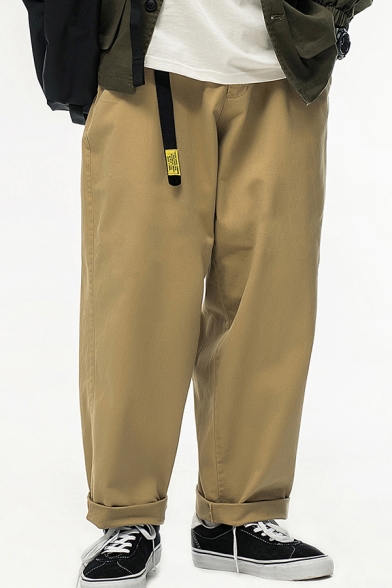 Stylish Men's Pants Solid Color Zip Fly Ankle Length Mid Waist Pocket Tapered Pants