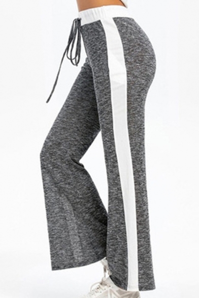 Active Girls Pants Contrasted Drawstring Waist Long Length Wide-leg Pants