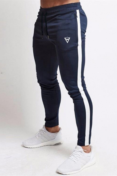 Running Mens Pants Contrasted Drawstring Logo Print Ankle Length Fit Pants