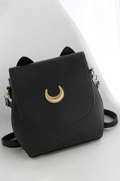 Ladies Moon Print Cat Ears Casual Crossbody Bag Sweet Leisure Backpack Elegant Shoulder Bag