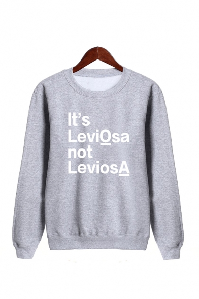 Womens Simple Letter IT'S LEVIOSA NOT LEVIOSA Printed Long Sleeve Pullover Sweatshirt