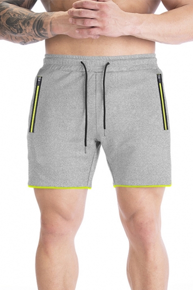 Simple Mens Shorts Contrast Pipe Elastic Waist Fitted Shorts