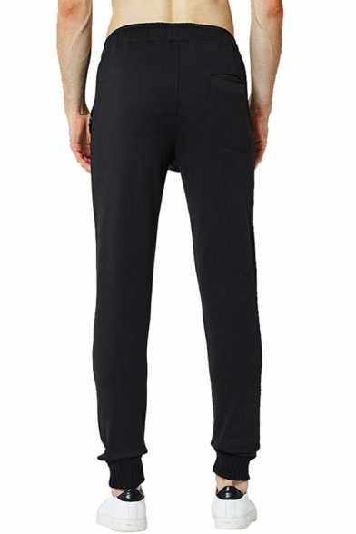 Trendy Men's Pants Solid Color Heathered Drawstring Waist Pocket Detail Long Sweatpants