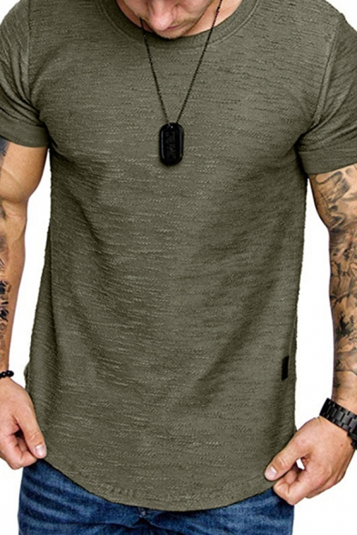 Basic Men's Tee Top Heathered Round Neck Short Sleeves Regular Fitted T-Shirt