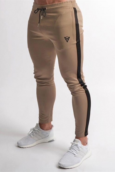 Running Mens Pants Contrasted Drawstring Logo Print Ankle Length Fit Pants