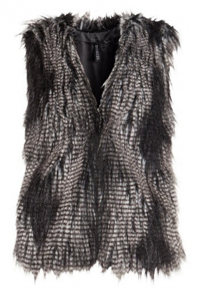 New Trendy Colarless Faux Peacock Feather Vest Coat