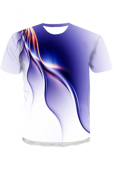Elegant Men's T-Shirt 3D Galaxy Print Round Neck Short Sleeve Regular Fitted Tee Top
