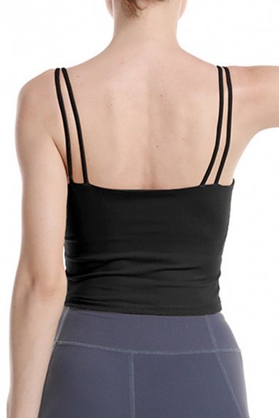 Pretty Womens Cami Solid Color Strappy Slim Fitted Crop Cami Top