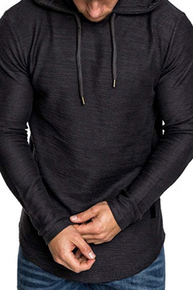 Trendy Men's Hoodie Heathered Long Sleeves Regular Fitted Drawstring Hooded Sweatshirt
