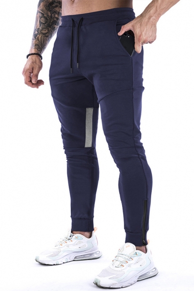 Mens Sports Pants Tape Drawstring Waist Ankle Fitted Pants