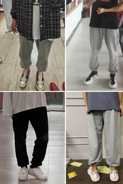 Trendy Men's Pants Solid Color Drawstring Hem Side Pocket Banded Cuffs Ankle Length Sweatpants