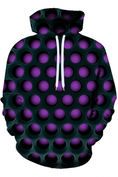 Retro Men's Hoodie 3D Digital Dot Pattern Pocket Detail Long Sleeve Drawstring Hooded Sweatshirt