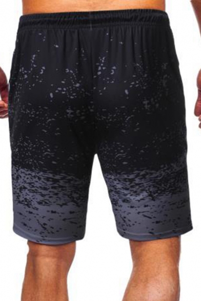 Stylish Men's Shorts Tie Dye Pattern Drawstring Elastic Waist Knee Length Straight Shorts