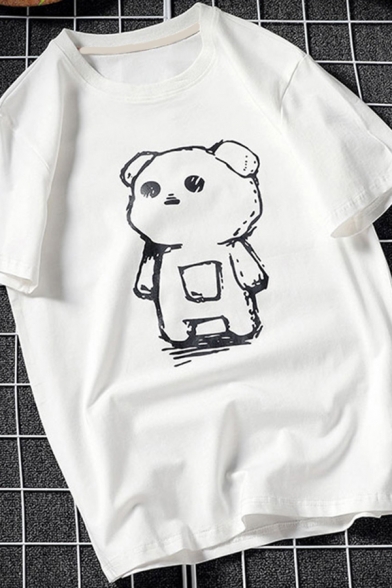 Chic Boys T Shirt Bear Printed Short Sleeve Crew Neck Loose T Shirt
