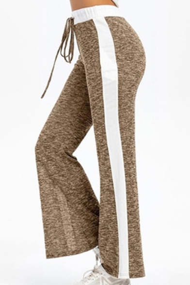 Active Girls Pants Contrasted Drawstring Waist Long Length Wide-leg Pants