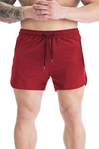 Active Mens Shorts Plain Quick Dry Drawstring Waist Fitted Shorts