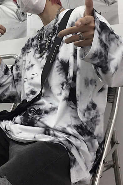 Fashionable Women's Tee Top Tye Dye Print Crew Neck Long Sleeve Relaxed Fit T-Shirt